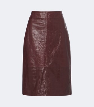 Nathaly croc-effect leather midi skirt | Arma
