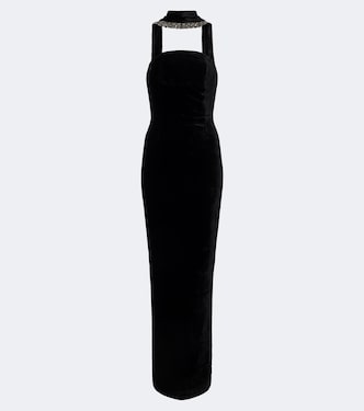 Embellished halterneck velvet gown | Roland Mouret
