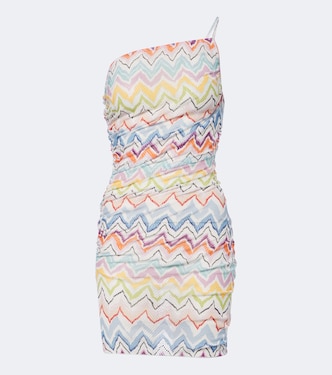Zigzag ruched one-shoulder minidress | Missoni
