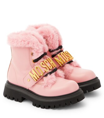 Logo leather boots | Moschino Kids