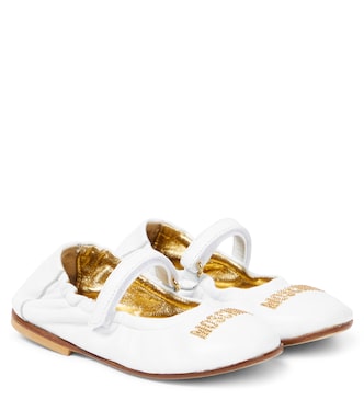 Logo leather ballet flats | Moschino Kids