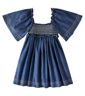 Tallow shirred denim dress | Zimmermann Kids