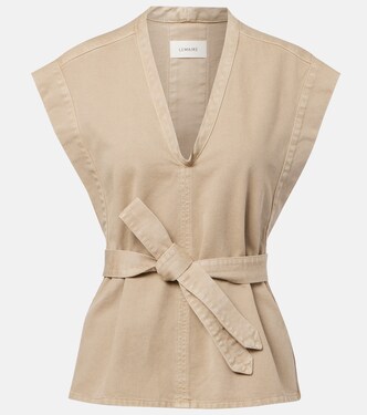 Belted cotton twill denim vest | Lemaire