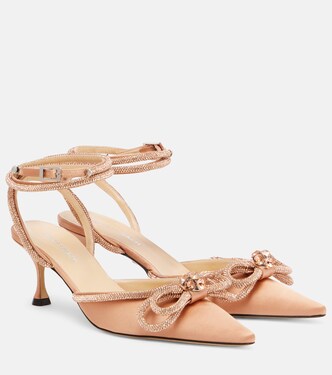 Double Bow 65 embellished satin pumps | Mach & Mach