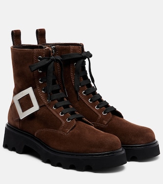 Schnürstiefel aus Veloursleder | Roger Vivier