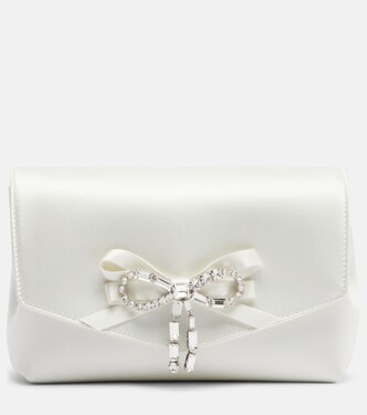 Soft Bow Mini embellished satin clutch | Jimmy Choo