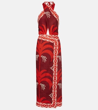 Printed open-back linen midi dress | Johanna Ortiz