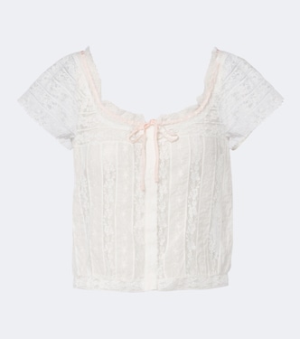 Top Greta en coton à broderies et dentelle | Dôen
