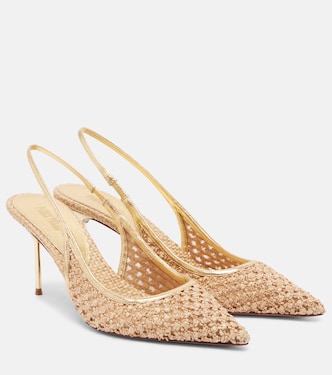 Lidia leather-trimmed slingback pumps | Paris Texas