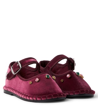Embellished velvet ballet flats | Monnalisa