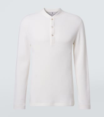 Waffle-knit cotton and cashmere Henley shirt | Brunello Cucinelli