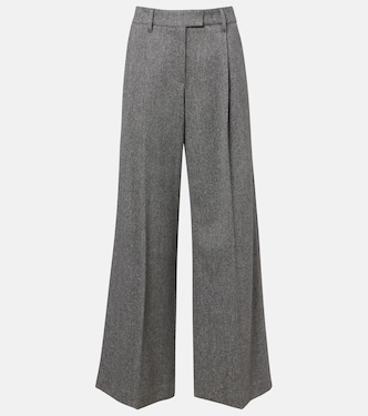 Monili herringbone wool-blend wide-leg pants | Brunello Cucinelli