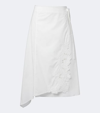 Klara asymmetric cotton midi skirt | SIR