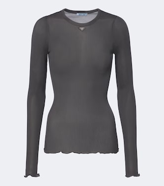 Ribbed-knit silk top | Prada