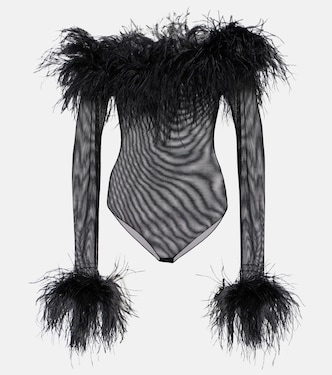 Body aus Mesh mit Federn | Oséree