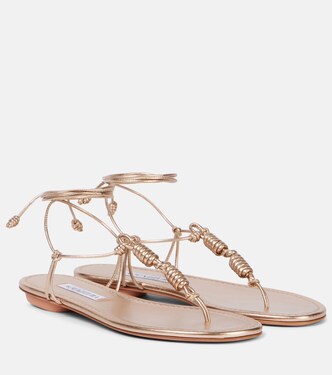 Oaxaca metallic leather thong sandals | Aquazzura