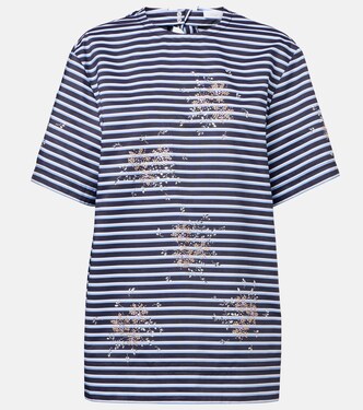 Embellished striped cotton jersey T-shirt | Rabanne