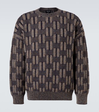 Basketweave-knit camel hair sweater | Giorgio Armani