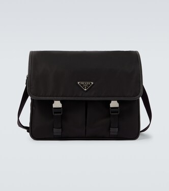 Re-Nylon leather-trimmed messenger bag | Prada