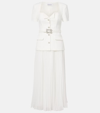 Belted plissé crêpe maxi dress | Self-Portrait