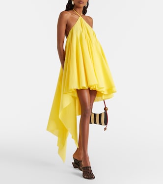 Triangle asymmetric cotton-blend minidress in yellow - Jacquemus