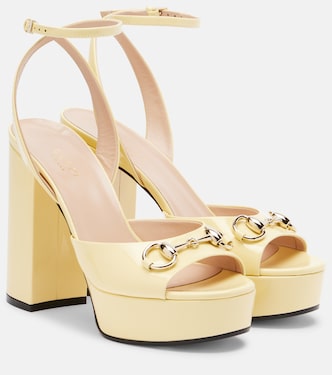 Horsebit 85 leather platform sandals | Gucci