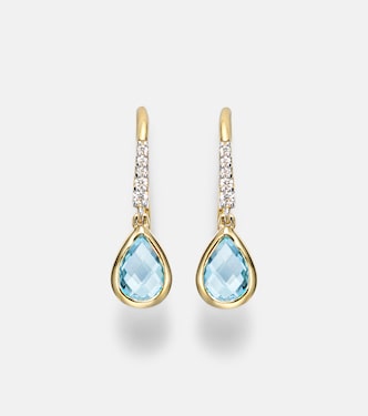 14kt gold (585/1000) drop earrings with topaz and diamonds | Mateo