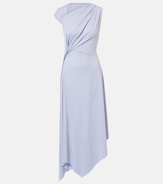 Asymmetric gathered jersey midi dress | Victoria Beckham