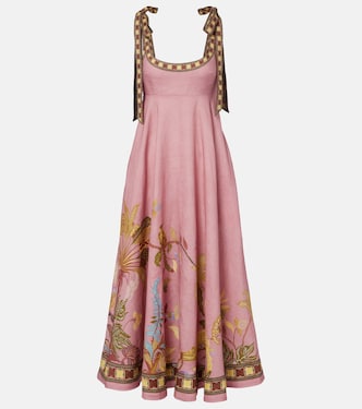 Zuri Ballet printed linen maxi dress | Alémais