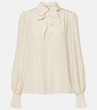 Floral-appliqué silk crêpe de chine blouse | Valentino