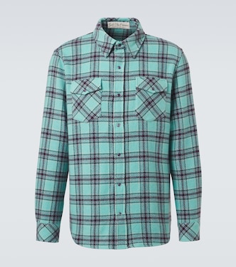 Plaid cashmere shirt with amethyst | God's True Cashmere