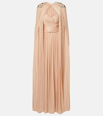 Sireen caped embellished georgette gown | Costarellos
