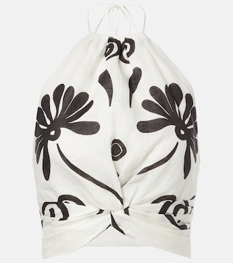 Lodi floral halterneck linen top | Cala de la Cruz