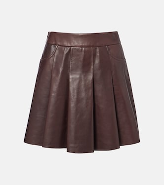 Pleated leather miniskirt | Nour Hammour