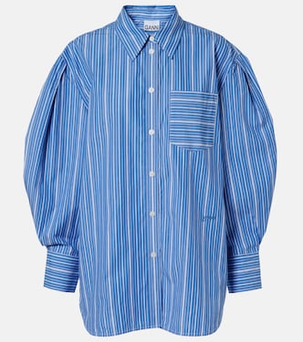 Striped oversized cotton poplin shirt | Ganni