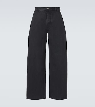 Wide-Leg Jeans mit Leder | Loewe
