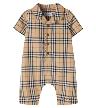 Baby Burberry Check cotton onesie | Burberry Kids