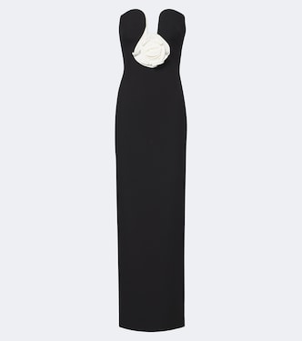 Floral-appliqué crêpe bustier gown | Roland Mouret