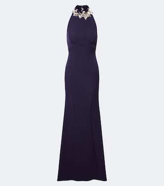 Lark embellished halterneck crêpe gown | Safiyaa