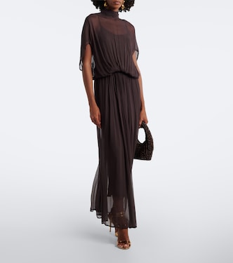 Staud, Viviana sheer maxi dress, Women, Brown, US 4, Dresses, Viscose