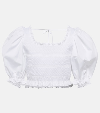 Smocked cotton poplin crop top | Miu Miu
