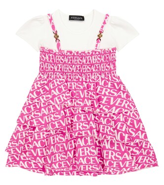 Logo cotton-blend dress | Versace Kids