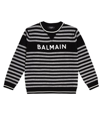 Logo striped wool sweater | Balmain Kids
