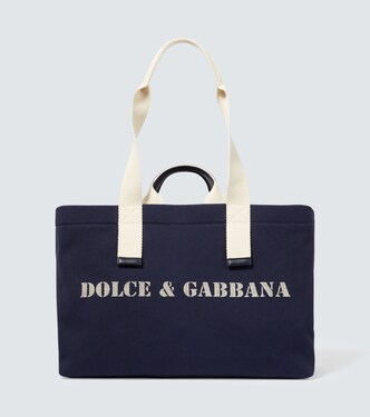 Logo leather-trimmed tote bag | Dolce&Gabbana