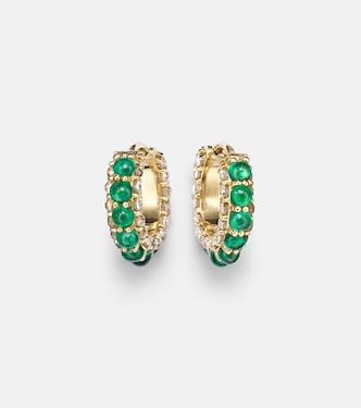Boucles d'oreilles en or 18 ct, émeraudes et diamants | Ileana Makri