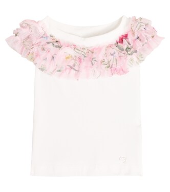 Ruffled cotton blend T-shirt | Monnalisa