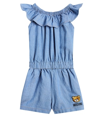 Embroidered denim playsuit | Moschino Kids