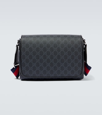 Leather-trimmed GG canvas crossbody bag | Gucci