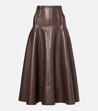 High-rise faux leather midi skirt | Norma Kamali
