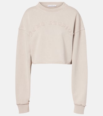 Logo cropped cotton jersey sweatshirt | Acne Studios